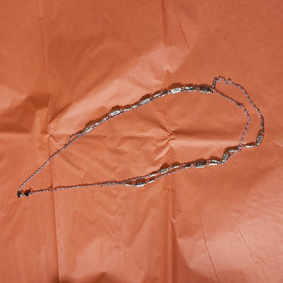 LOFT Double Strand silver tone with Rhinestone Necklace.  17" long. - Picture 1 of 5